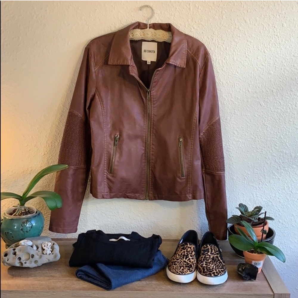 Anthropologie BB Dakota Brown Moto Jacket